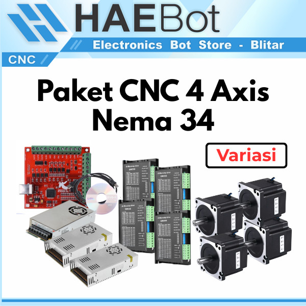 Paket CNC 4 Mach3 4Axis USB DM556 Nema 34 2.8Nm 4.5Nm 8.5Nm Stepper PSU Bitsensor Router Engraver La