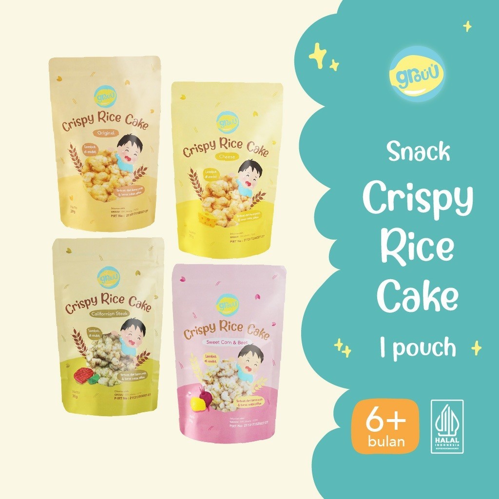 GROUU Crispy Rice Cake | Makanan Snack Cemilan Anak Bayi Sehat 6 9 12 bulan 1 2 tahun ~BM