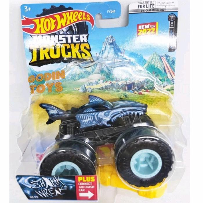 Monster Trucks Hot Wheels Shark Wreak Blue diecast truck Hotwheels