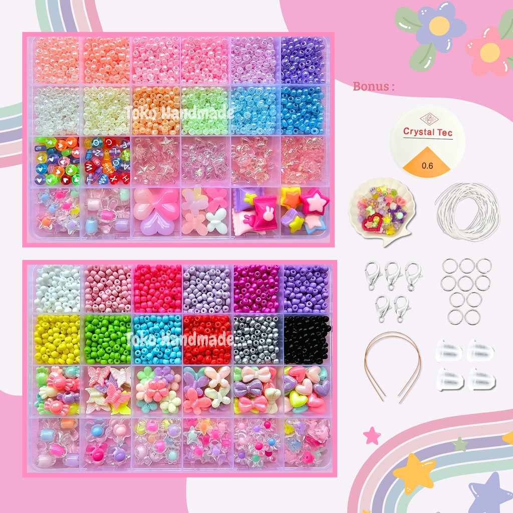 Toko Handmade - Pernak Pernik Gelang 1 Box Mute Manik Manik - DIY Gelang Manik Manik Aesthetic - DIY