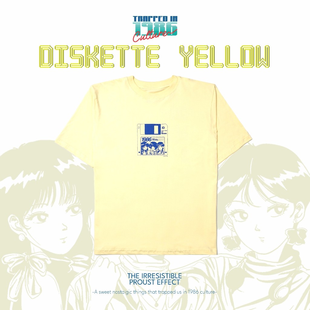 DISKETTE YELLOW  TEES CLUB of 1986 / Kaos Retro Vintage Trapped in 1986 Culture