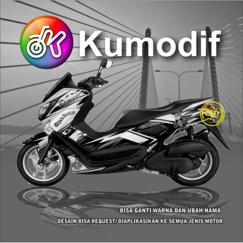 Stiker Motor Sticker Decal NMAX motif grafis Putih full body Murah Berkwalitas