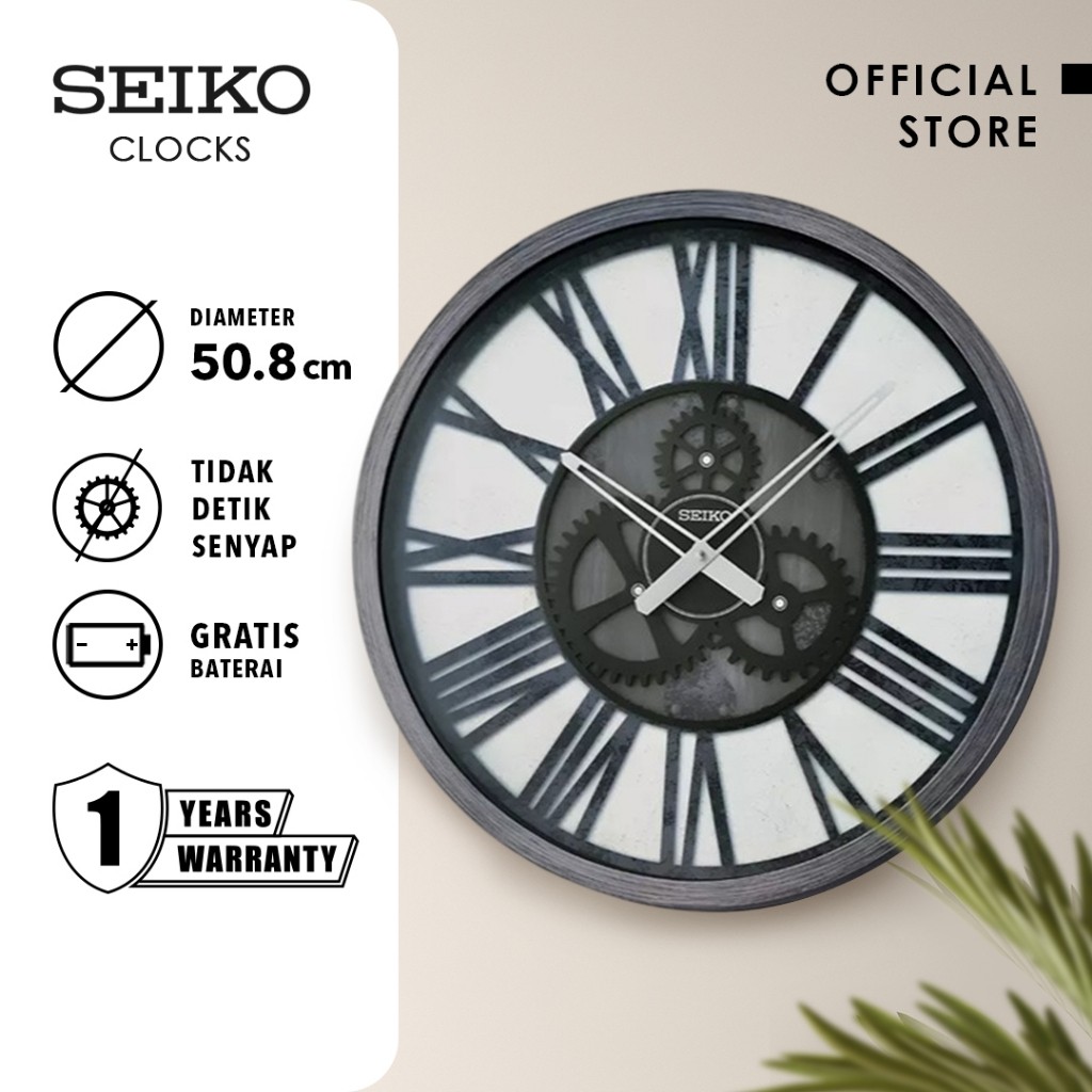 Jam Dinding Seiko QXA826K 50.8cm Black Plastic Case Original