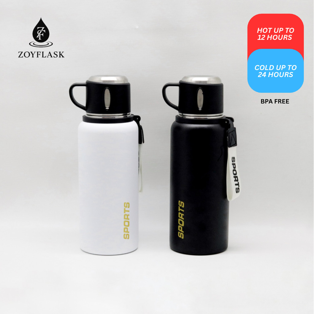 Tumbler Stainless Doff Anti Bocor 1000ml, Mulut Lebar, Strap Pergelangan - ZF001