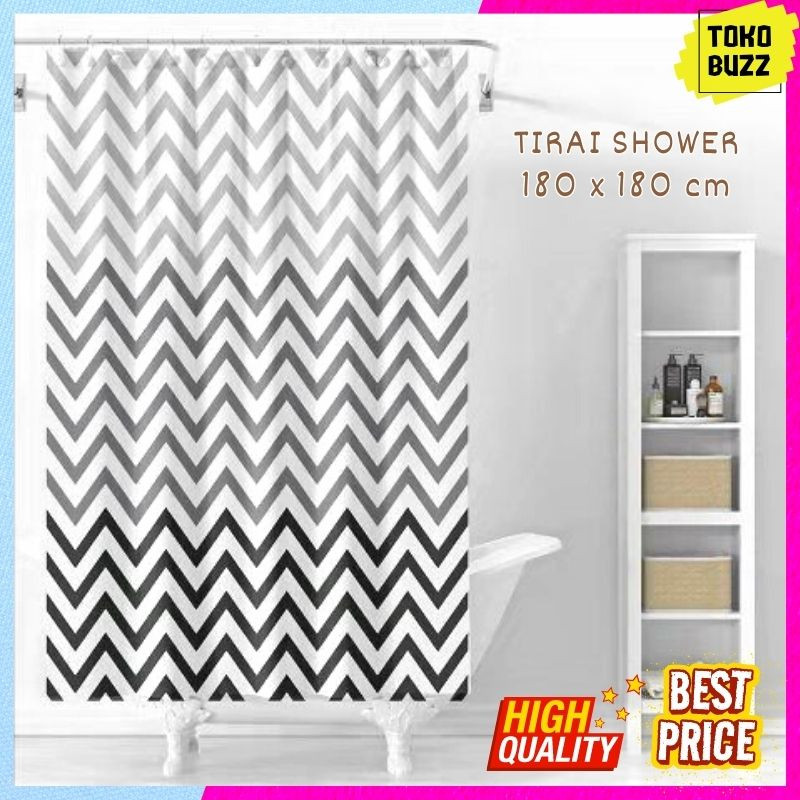 Tirai Shower Kamar Mandi Anti Air Tebal  PEVA 180cm TIANG TIRAI KAMAR MANDI Premium Murah