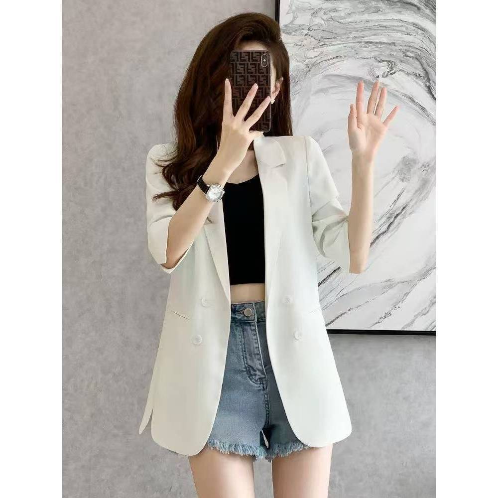 Baju Outer Atasan Putih Wanita Polos Premium Crop Top Lengan Pendek Jaket Wanita Kekinian Korean Sty