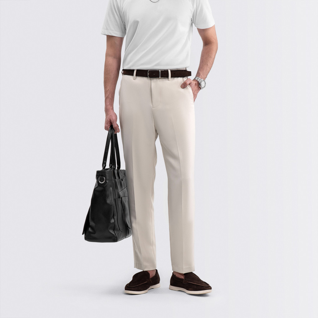 Livehaf - Expand Waist Pants Light Cream