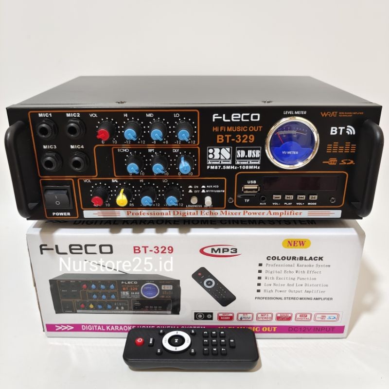FLECO Power Amplifier Bluetooth FLECO BT-329 Karaoke Stereo + MP3 Player Ampli Bluetooth FLECO Karao