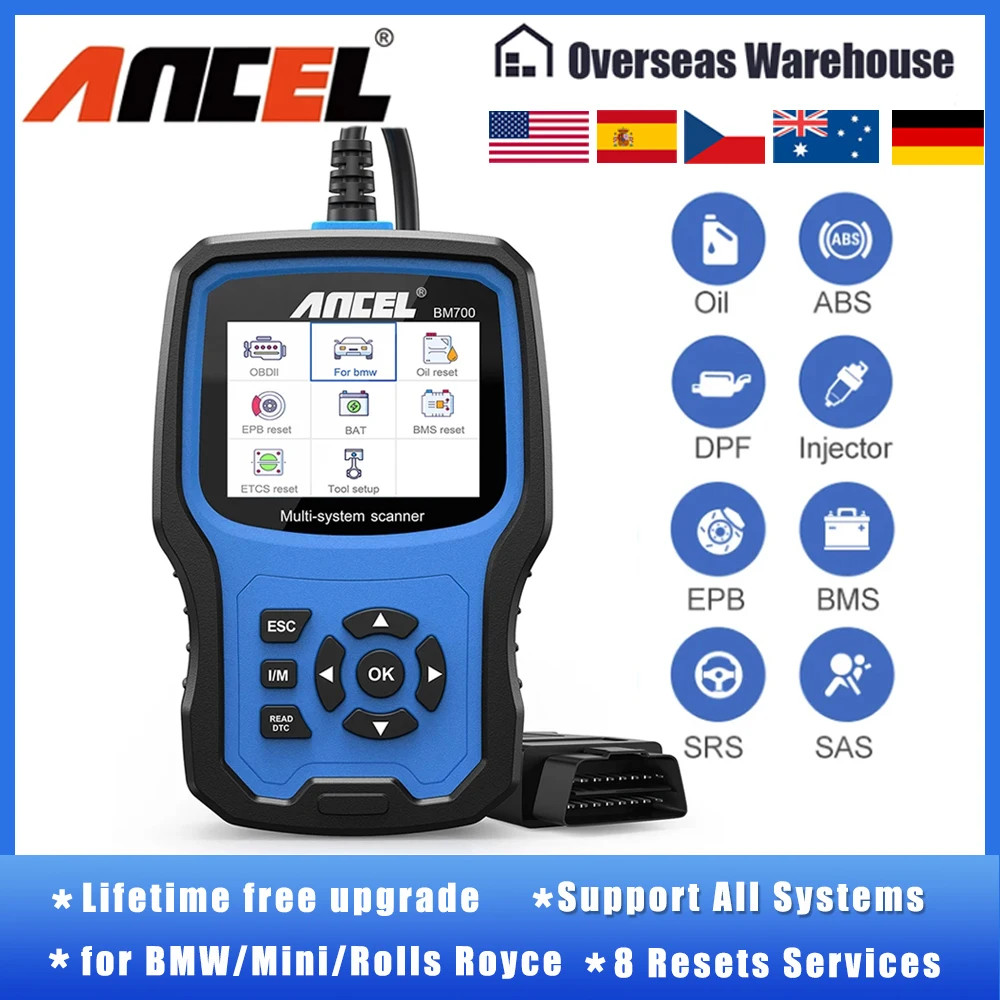 ANCEL BM700 PRO OBD2 Scanner for MINI EPB SAS Airbag TPMS Battery Oil Reset OBD2 Automotive Scanner 