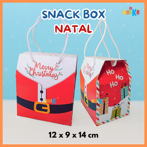 Tas Snack Natal / Tas Snack Christmas / Gable Box Snack / Tas Hampers Natal Anak 12x9x14 cm / Kotak 