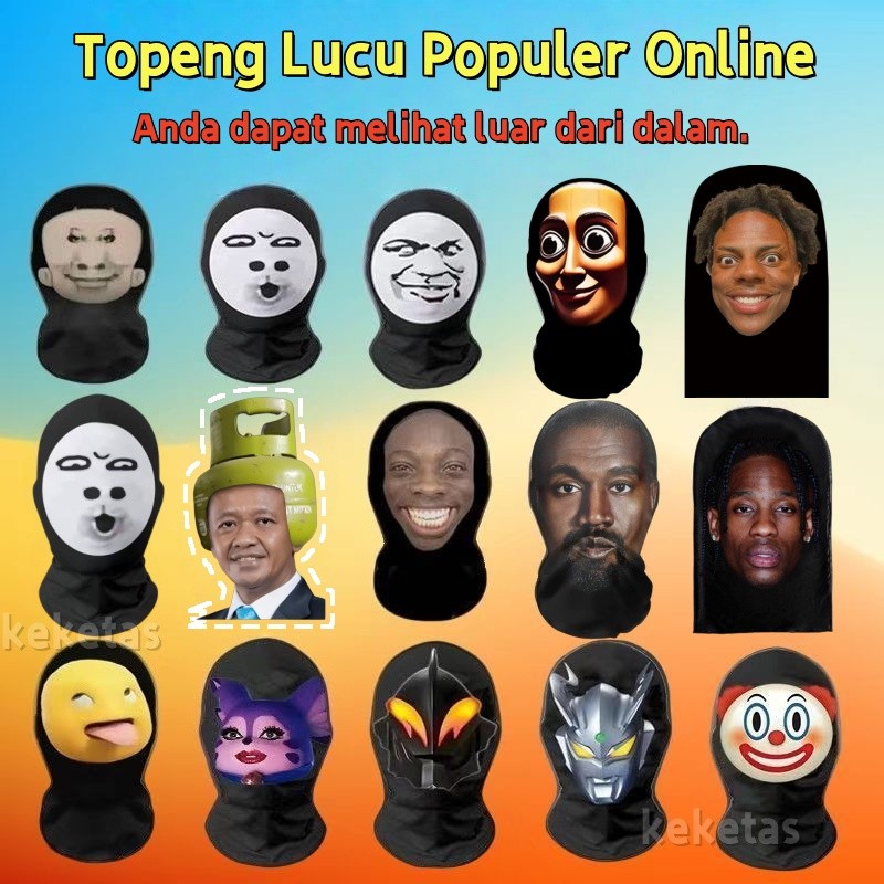 Topeng 3D Cosplay Sepotong Jaring/Pelindung kepala atlet/Topeng Lucu untuk Peralatan Kepala Lelucon/