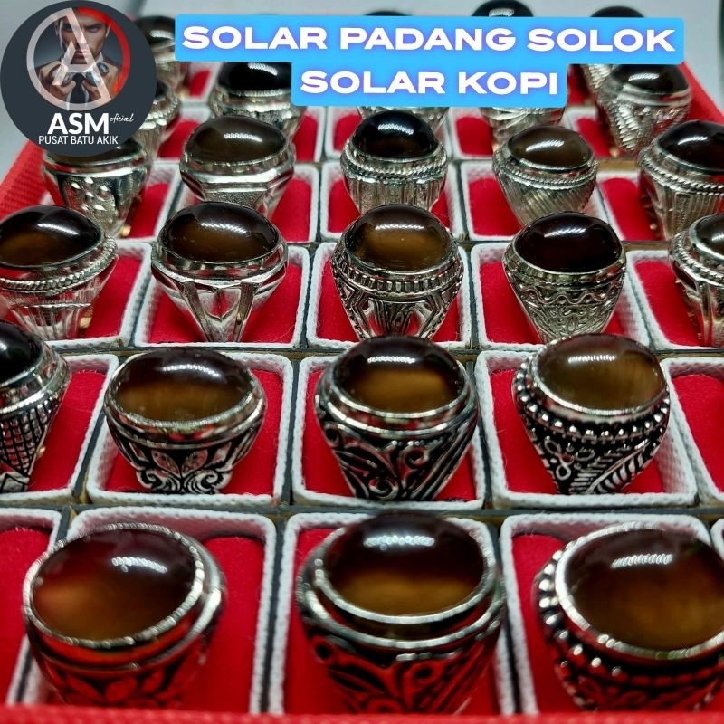 Cincin batu akik solar padang solok/solar kopi asli natural/ batu akik solar giwang