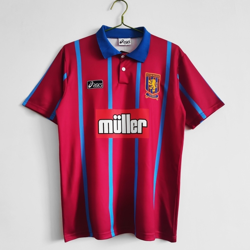93/95 Aston Villa Rumah Klasik Retro Peringatan Seragam Sepak Bola Olahraga Bordir Jersey Kustom