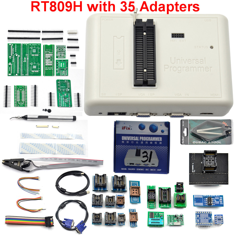 RT809H EMMC-Nand FLASH Universal Programmer better than RT809F/TL866II plus NAND with 35 Items Origi