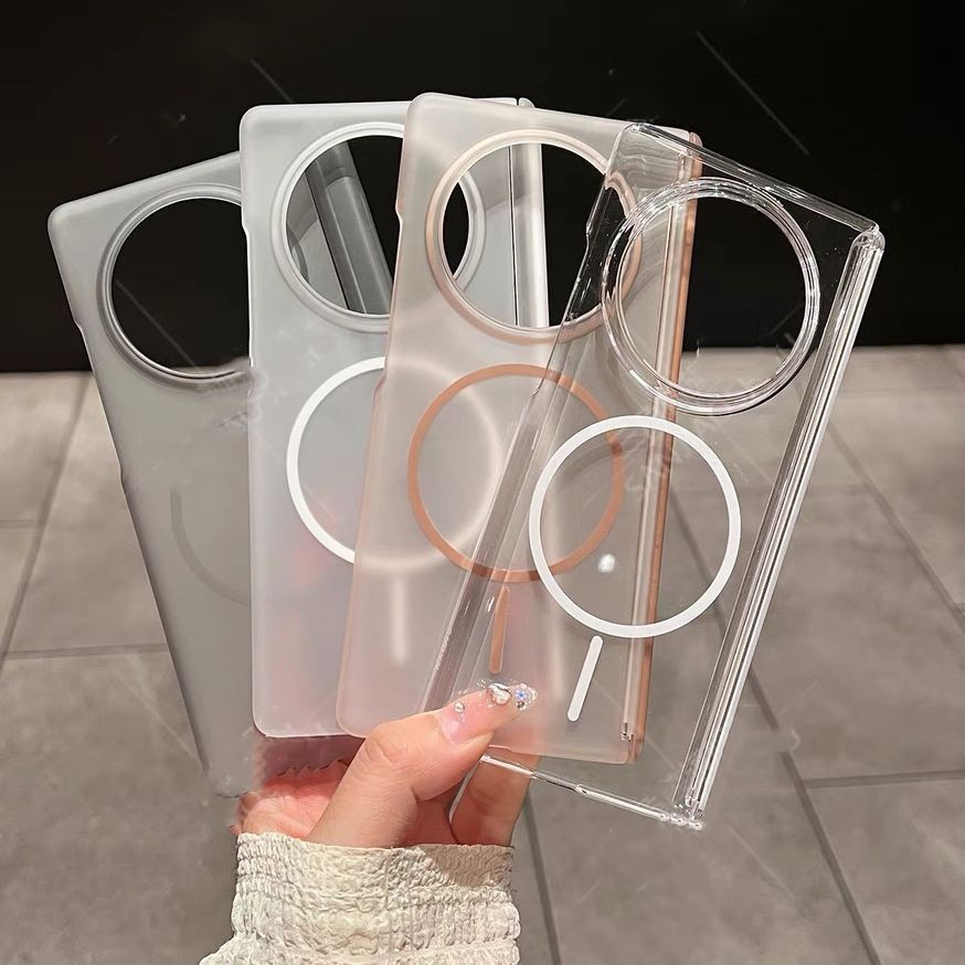 Cocok untuk vivo X Fold3 Fold 3PRO Lipat Layar Kasus Telepon Sederhana Frosted Central Axis Magnetic