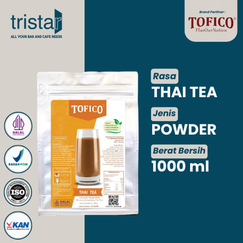 Tofico Powder ThaiTea 1kg - Bubuk Minuman Rasa ThaiTea Original Premium Quality 1000g