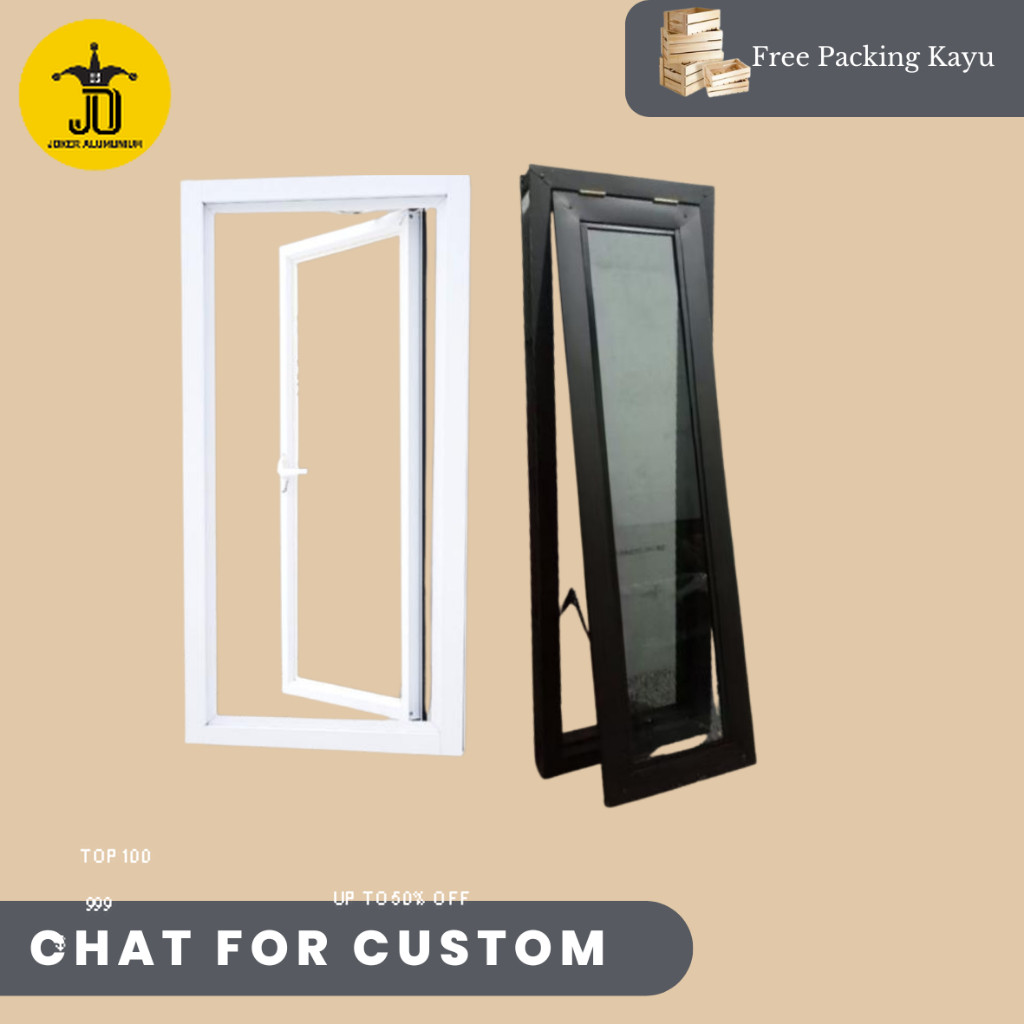 TS - Jendela Alumunium Jungkit Swing Jendela Dapur , Kamar , Teras 30x100, 30x150 , 30x180