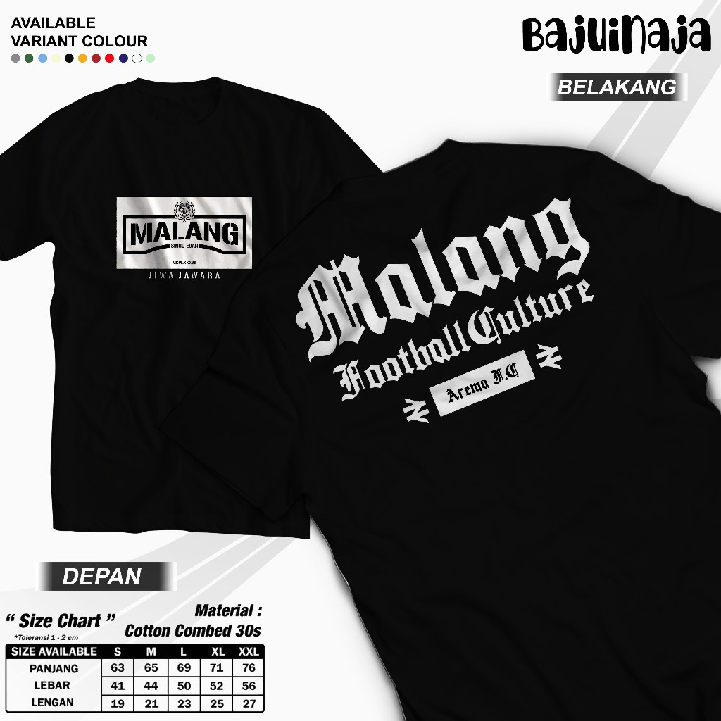 Kaos Arema FC "Malang Football Culture" - Arema Malang/Kaos Supporter Arema/Kaos Fans Arema/Kaos Cas