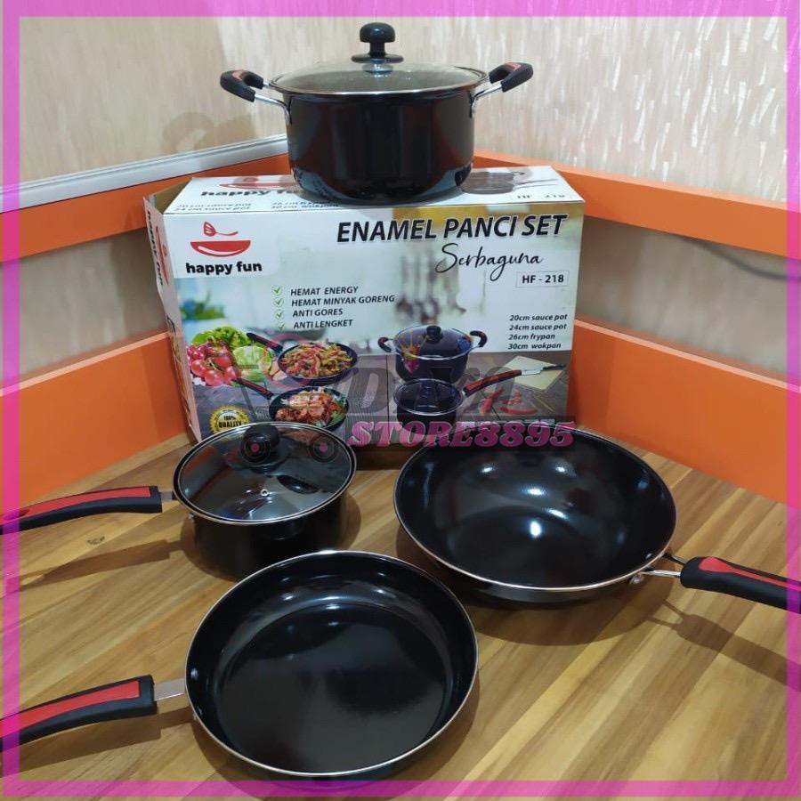 Panci Set Enamel 6 Pcs Happy Fun HF-218 -DIVASTORE