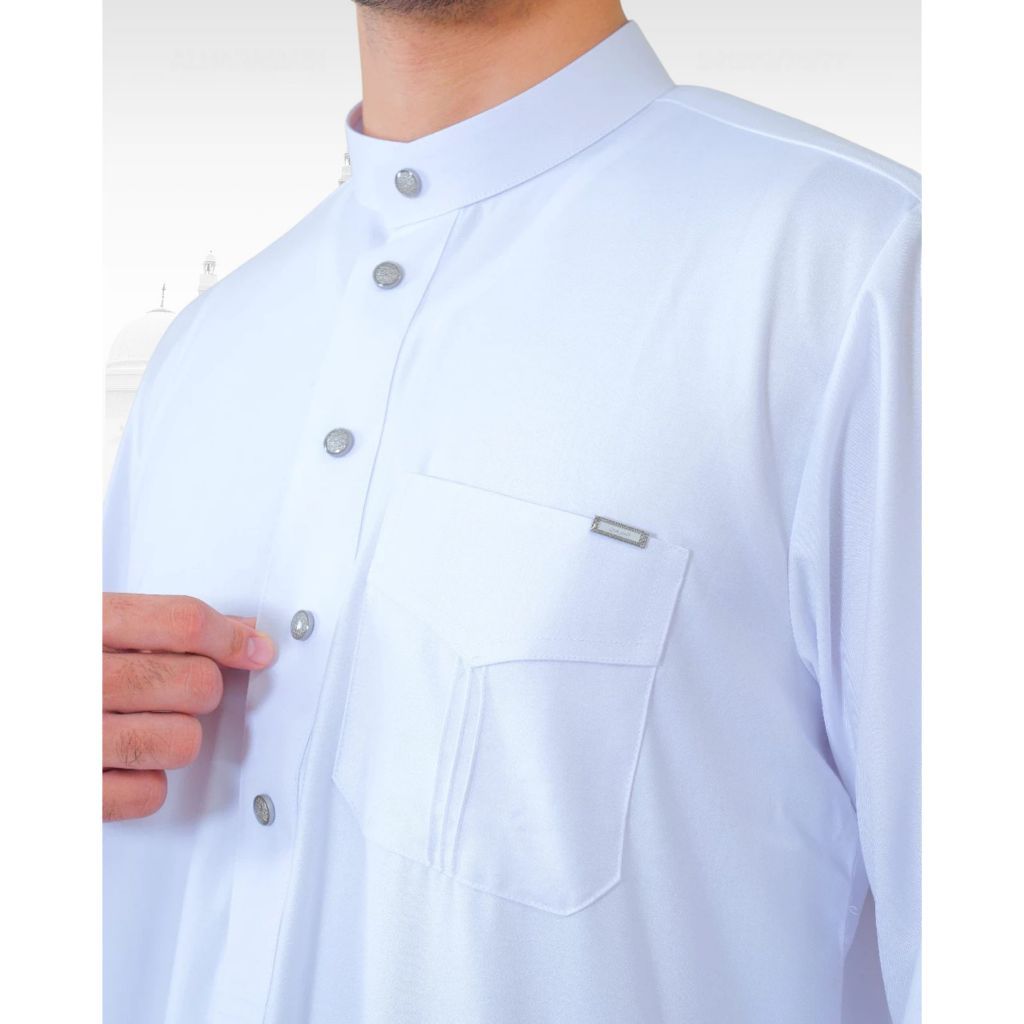 AL Haramain Series Semi Wol Thobe Hassan Jubah / Gamis Pria Dewasa (08112025) | Putih