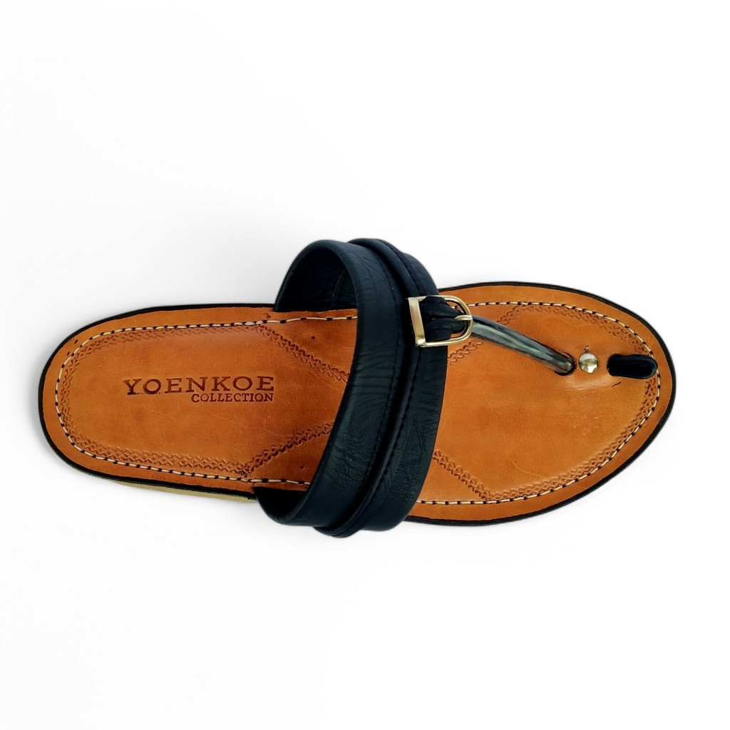 SANDAL TASIK KULIT TEROMPAH ASLI COKLAT MK9121 TERBARU TERMURAH SOL BAWAH KARET MENTAH TEBAL PREMIUM