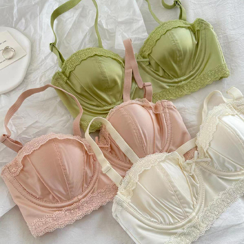 [Miss Lace]Bra kawat manis, lingerie setengah cup sisi manis, bra cup tipis wanita