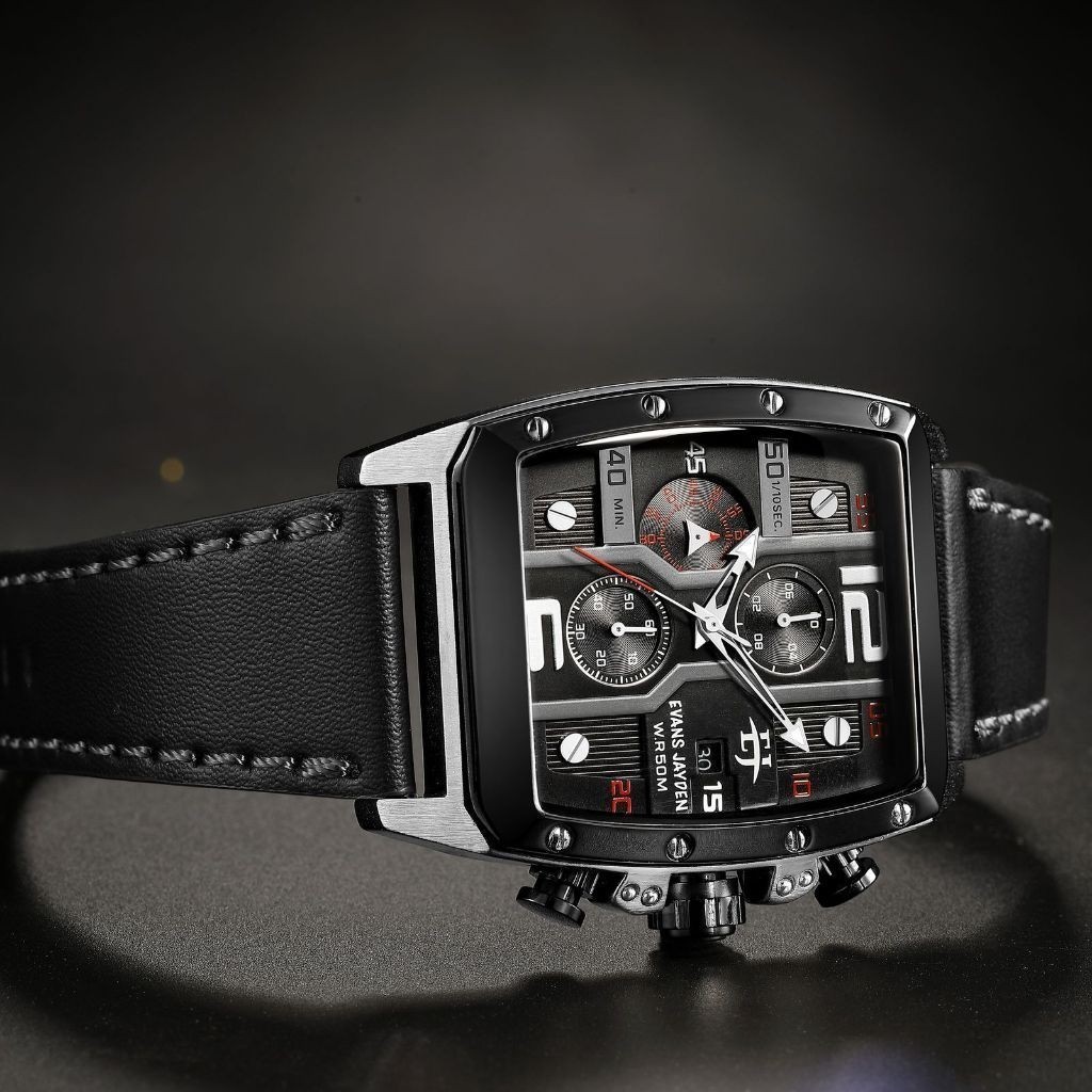 JAM TANGAN PRIA EVANS JAYDEN EJ 9618 KULIT PREMIUM CRONOGRAFH WATER RESISTANT 3ATM KACAMATA WANITA F