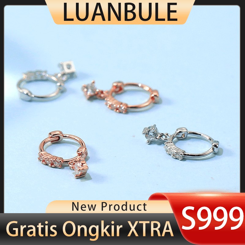 LUANBULE Anting Perak S999 Baru Emas Mawar Wanita