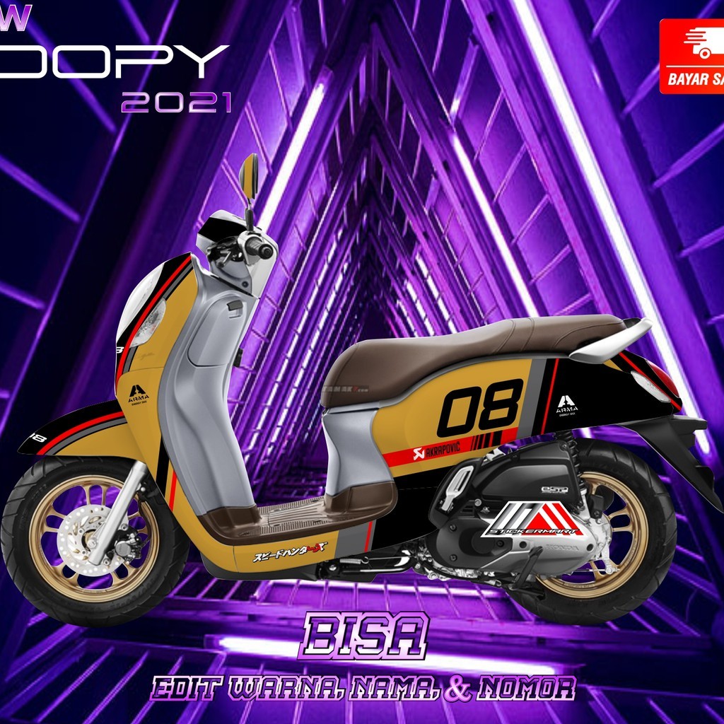Decal scoopy new hitam gold 08