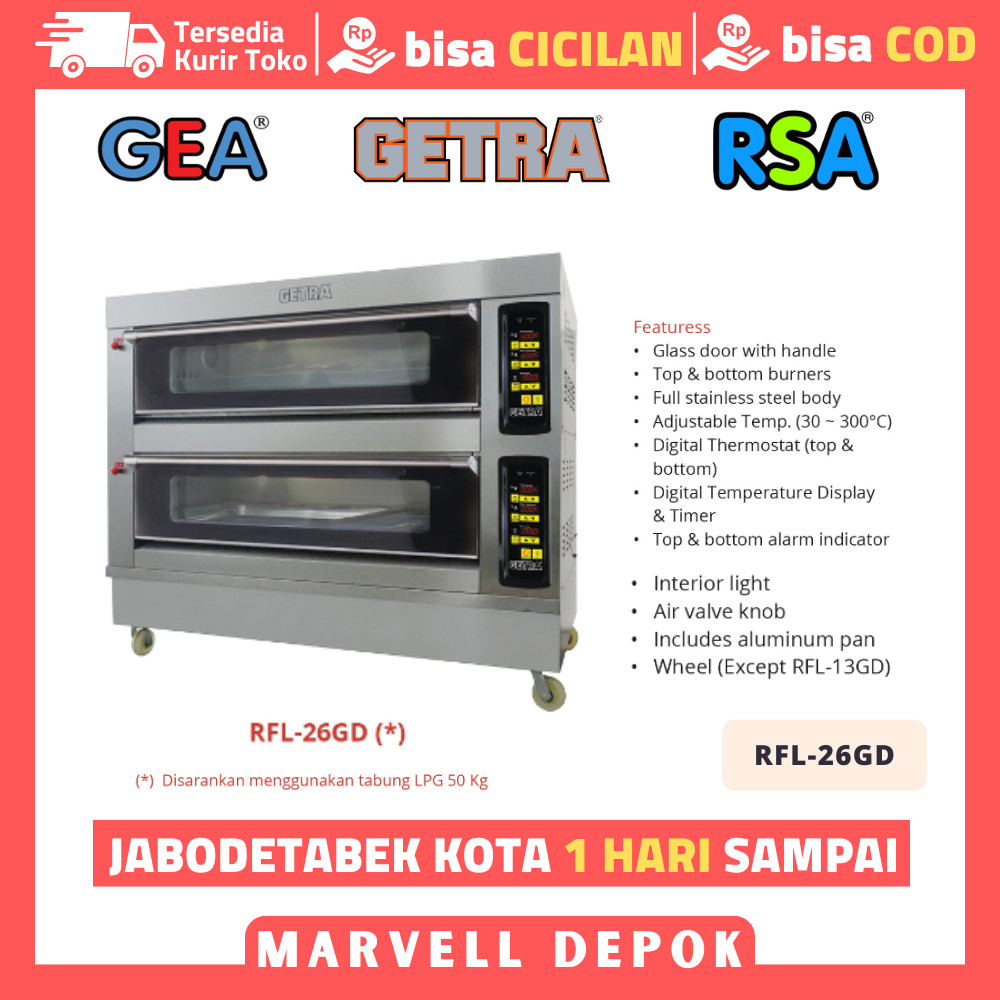 Oven 2 Deck 6 Tray Getra Rfl 26Gd Oven Gas Roti Kue Garansi Resmi