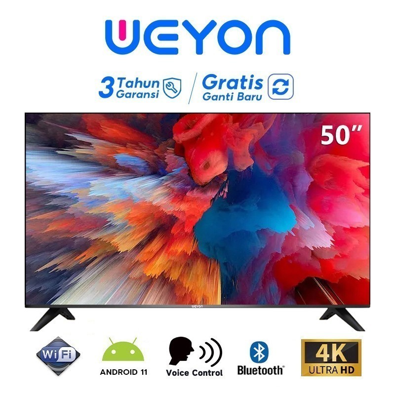 WEYON Smart TV LED 50 inch murah promo TV Digital Android 11.0 TV 4K UHD Youtube/Voice Control/Brows