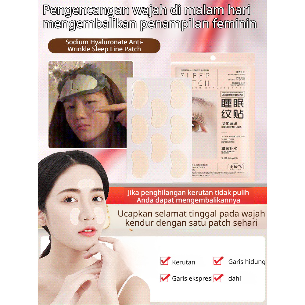 Korea Salon Estetik JS- Plester Anti Kerut Emergency / Asam Hialuronat / Patch Wajah Tidur Anti Keru