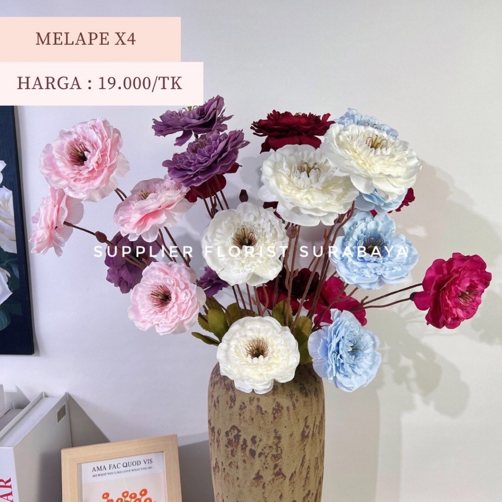 [MELAPE X5] MELALEUCA PEONY BUNGA PALSU ARTIFICIAL FLOWER BUNGA MENJUNTAI TINGGI PANJANG PEONY BESAR