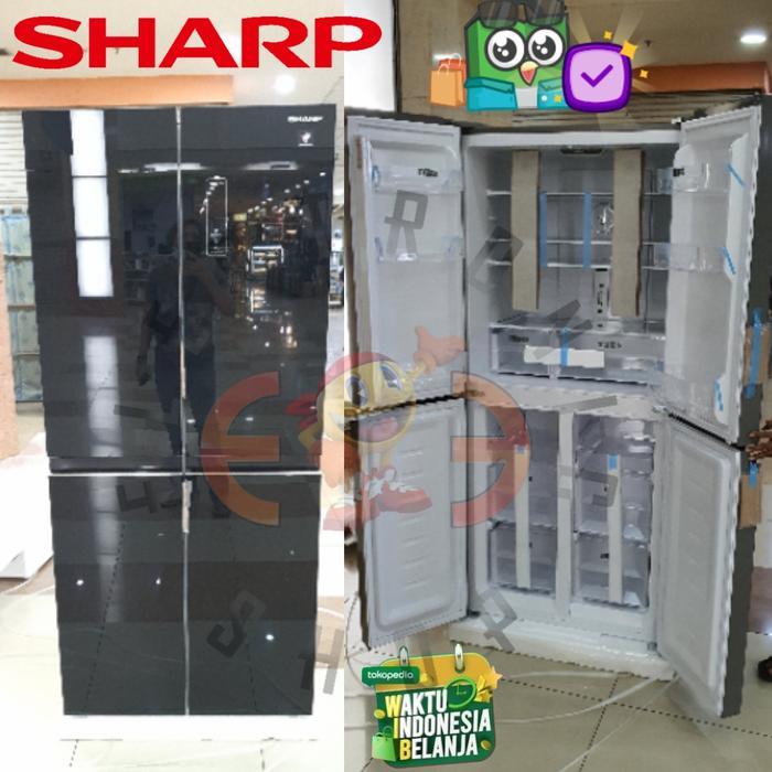 Sharp Sj If51Pg Bk Kulkas 4 Pintu Inverter Plasmacluster - Glass Door