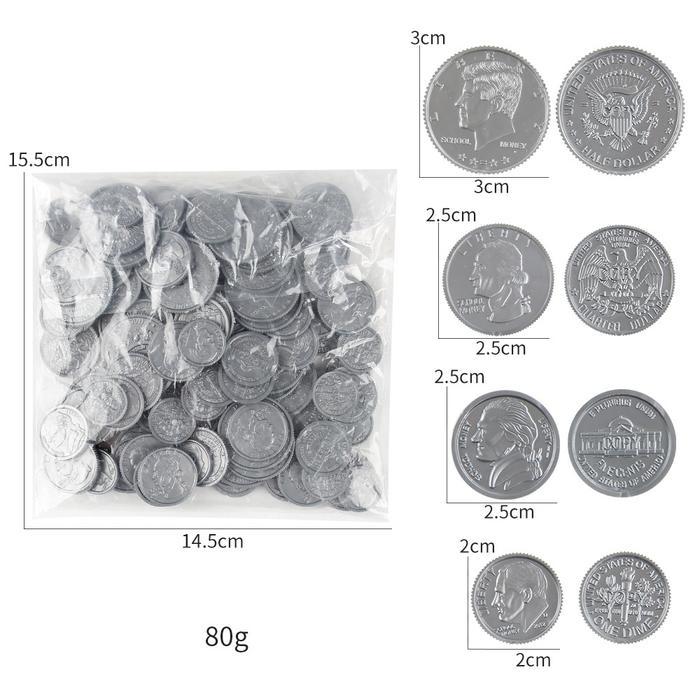 Koin Dollar Amerika Plastik Props Board Game Aksesoris Permainan 100 pcs - Silver