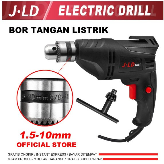 NEROSHOP JLD MESIN BOR LISTRIK BOLAK BALIK UK.10MM bor tangan listrik 380W bor beton bor tembok alat