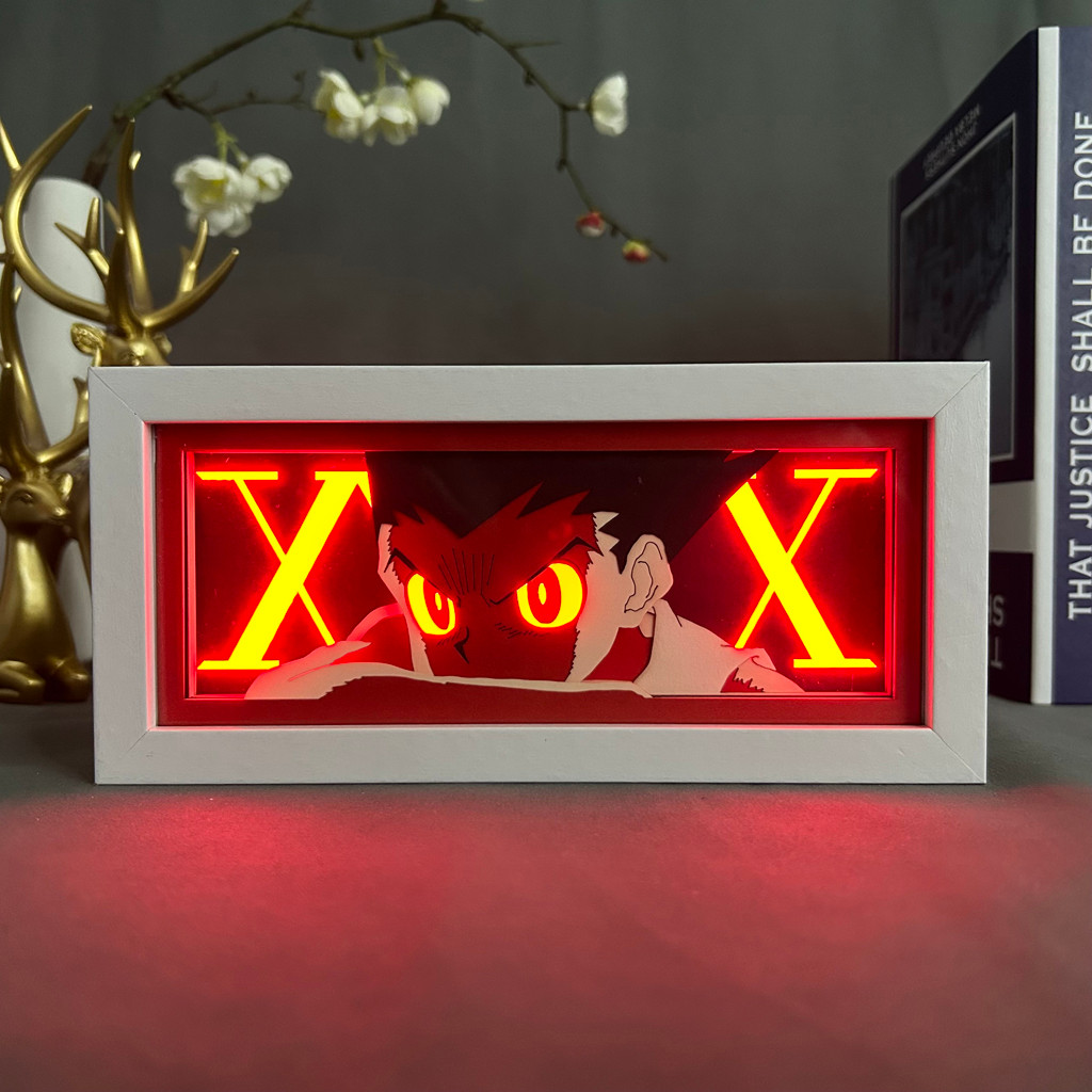 Paper Cut Shadow Box Light Anime Hunter X Hunter Gon For Gamer Room Decoration Bedside Table Lamp Le