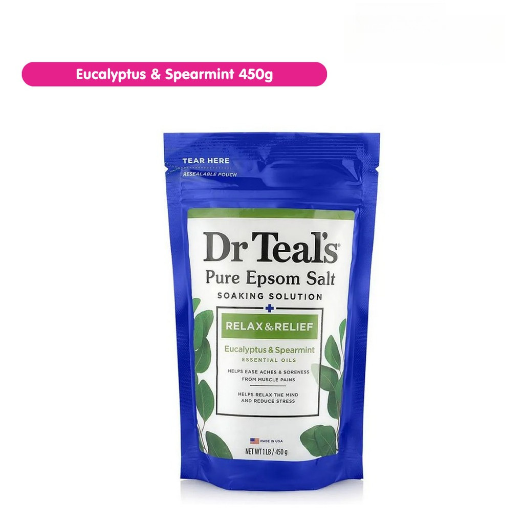 DR TEAL'S Epsom Salt Soak with Eucalyptus & Spearmint, Muscle Relief Bath Salts - 450g