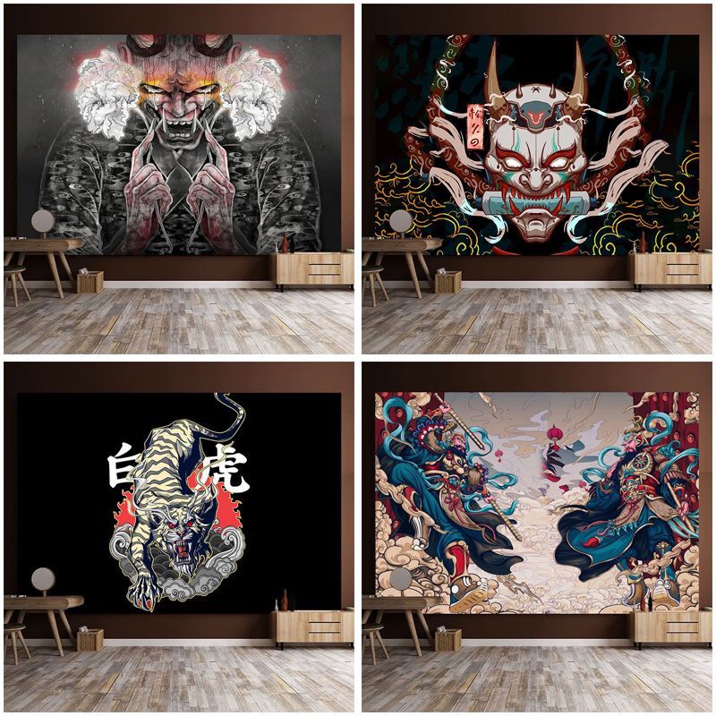 ins Kain Latar Belakang Samurai Jepang Kain Gantung Terlaris Tapestry Kamar Tidur Asrama Dekorasi Sa