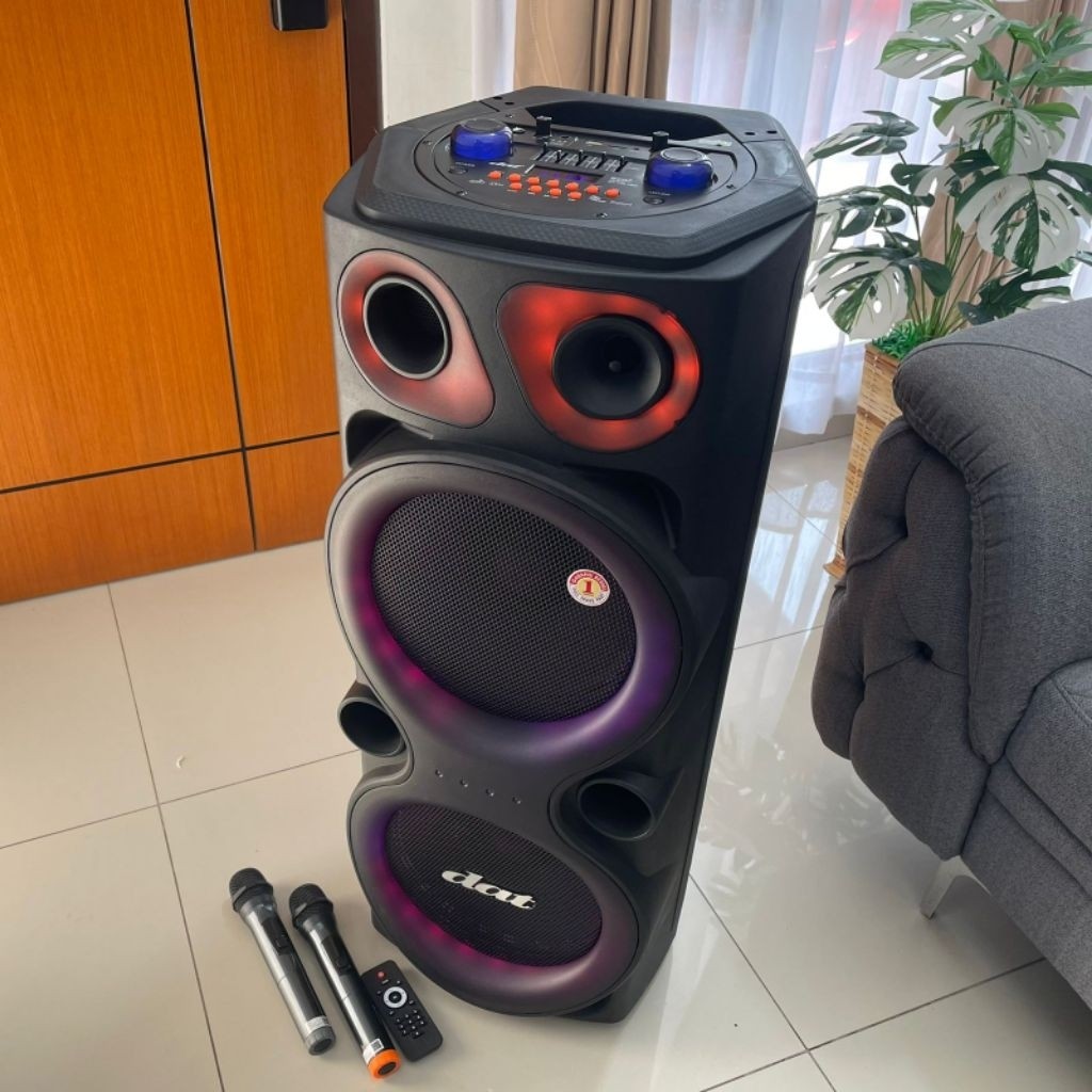 Speaker Dat DT 120 Double speaker bluetooth woofer 12 inci X2 dan 2mic wireless