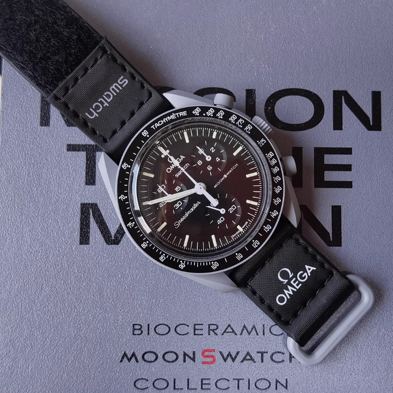 Swatch x Omega Bioceramic Moonswatch "Mission to the Moon" Watch - Kasus Biokeramik Bioceramic  Hita