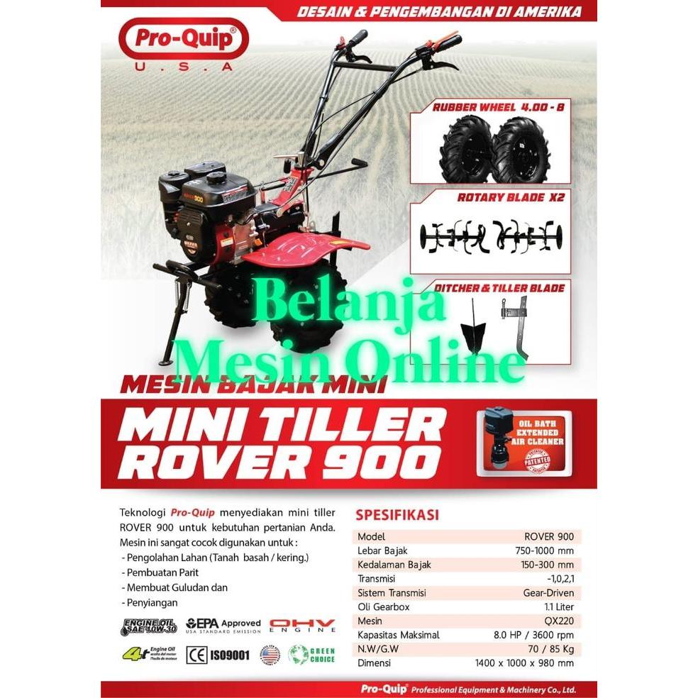 Mesin Traktor Bajak Sawah Mini Tiller Pro-Quip Rover 900