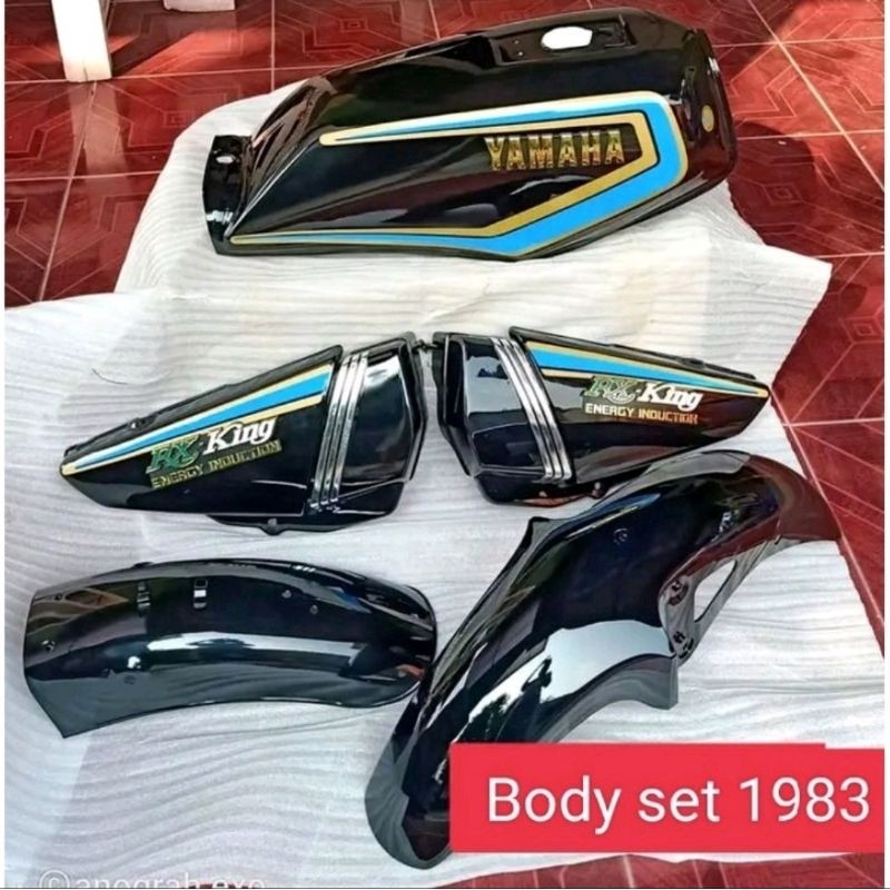 Body Bodi Set RX King Tahun 1983 Hitam List Biru Set Komplit