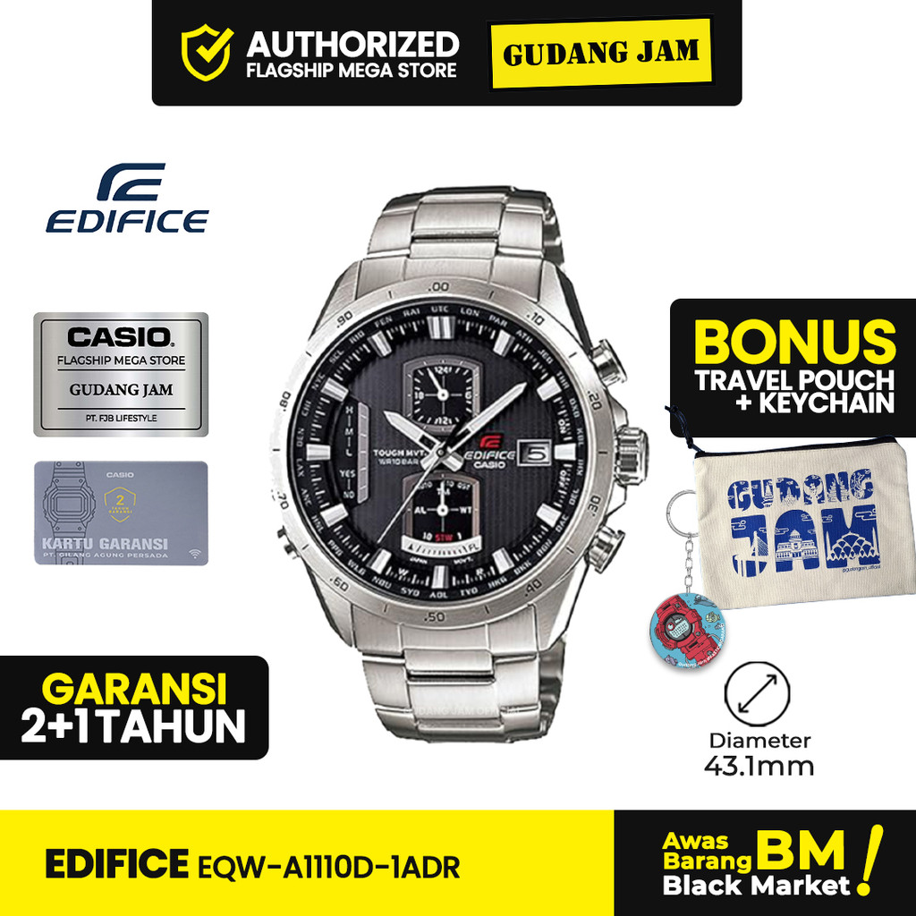 Jam Tangan Pria Edifice EQW-A1110D-1ADR Stainles Steel Strap