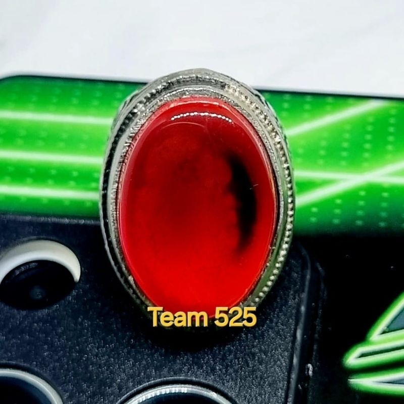 Cincin batu yaman hitam senter merah kristal asli original yahman / yahmani / habasy / ahmer  Ring