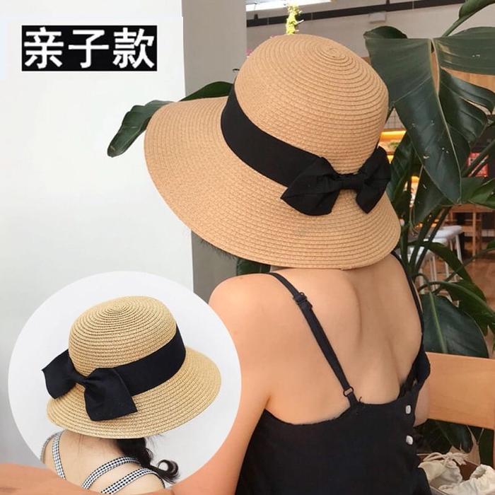 LINA topi pantai wanita premium / beach hat / korean summer hat / topi jerami wanita / topi anyaman 
