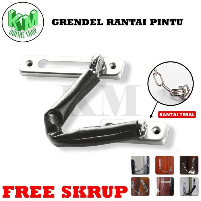 Grendel Slot Rantai Stainless Stell | Selot Pintu Rumah Rantai - Hitam