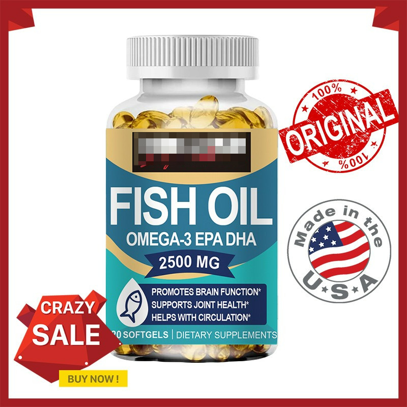 Omega 3 Fish Oil Minyak Ikan 2500mg - EPA DHA Tingkat Tinggi untuk Jantung & Otak & Mata & Sendi Ban