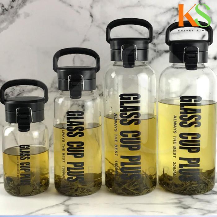 [MILIHO] Botol minum kaca flip top sporty higienis dengan pelindung pouch Air - 600 ml