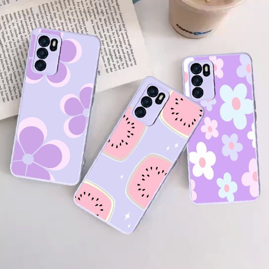 Softcase Glass Macaron Lilac [SM45]  For Oppo Reno 6 4G A5s A16 A15 Reno 5F Reno 5 A54 | Case Oppo A